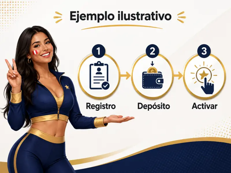 Pasos ilustrativos para activar un bono de bienvenida en apuestas con iconos numerados