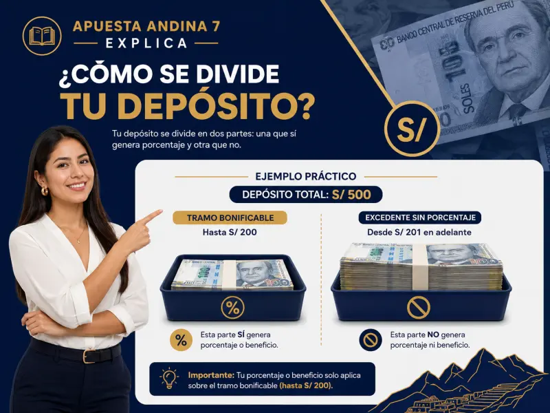 Esquema de un depósito dividido en tramo bonificable y tramo que queda como saldo sin bono