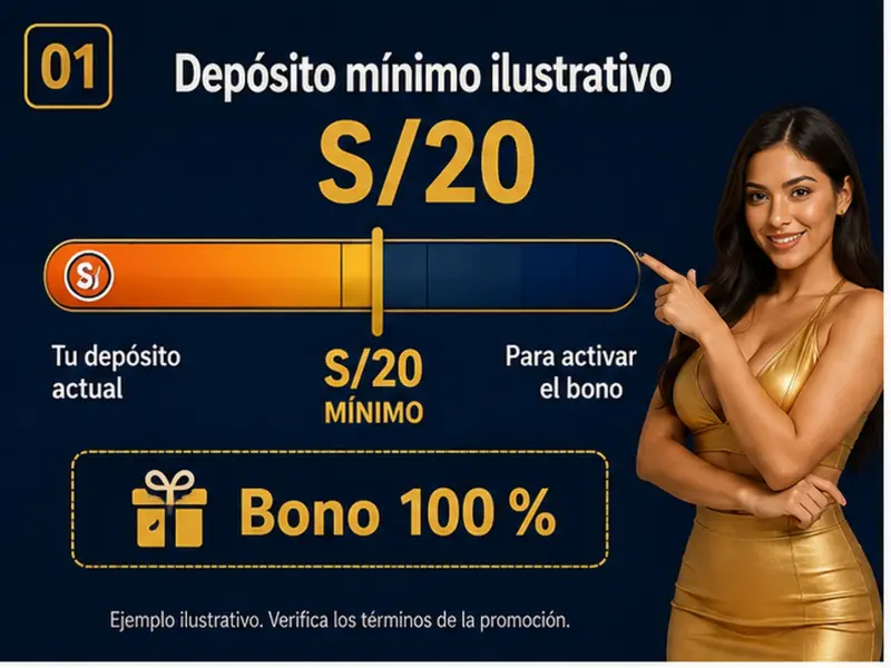Umbral de depósito mínimo ilustrativo con barra de progreso y monto requerido
