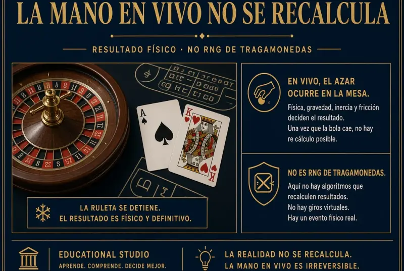 Resultado físico de ruleta y cartas: no se recalcula como un RNG