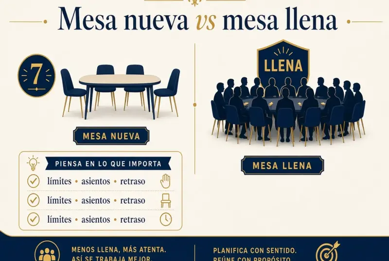 Comparación de mesa nueva con asientos libres y mesa llena sin cupo