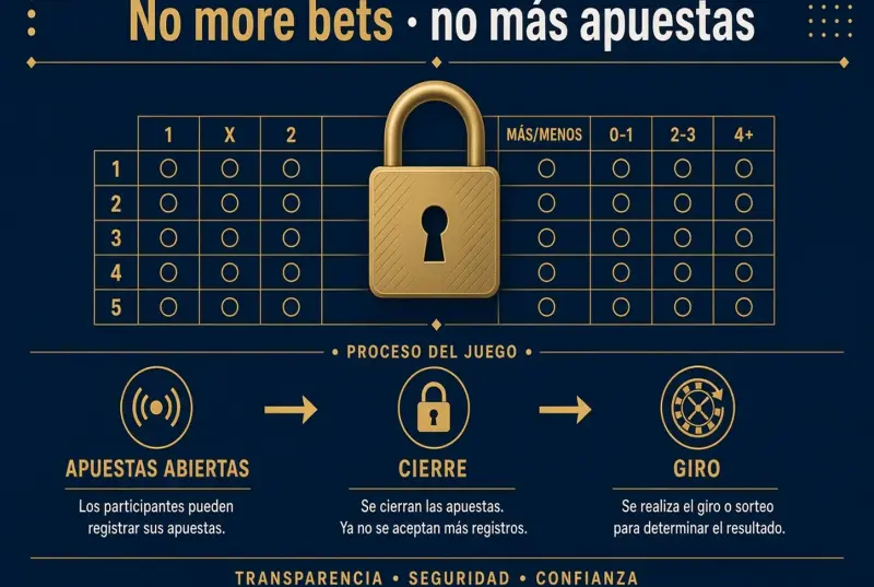 Cierre de apuestas: ventana abierta, candado y luego el giro