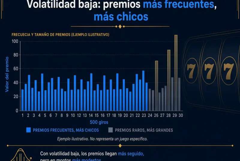Gráfico ilustrativo de premios frecuentes y modestos en volatilidad baja
