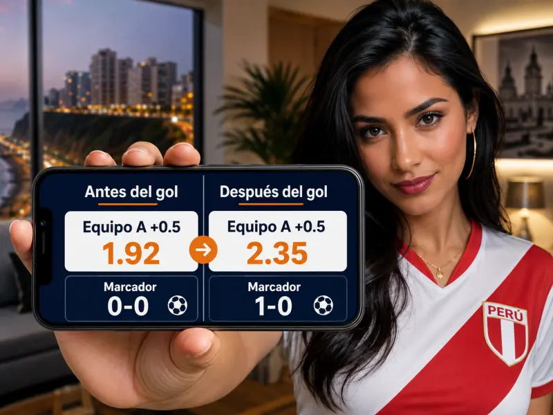 Comparación de cuotas antes y después de un gol con marcador actualizado en apuestas en vivo