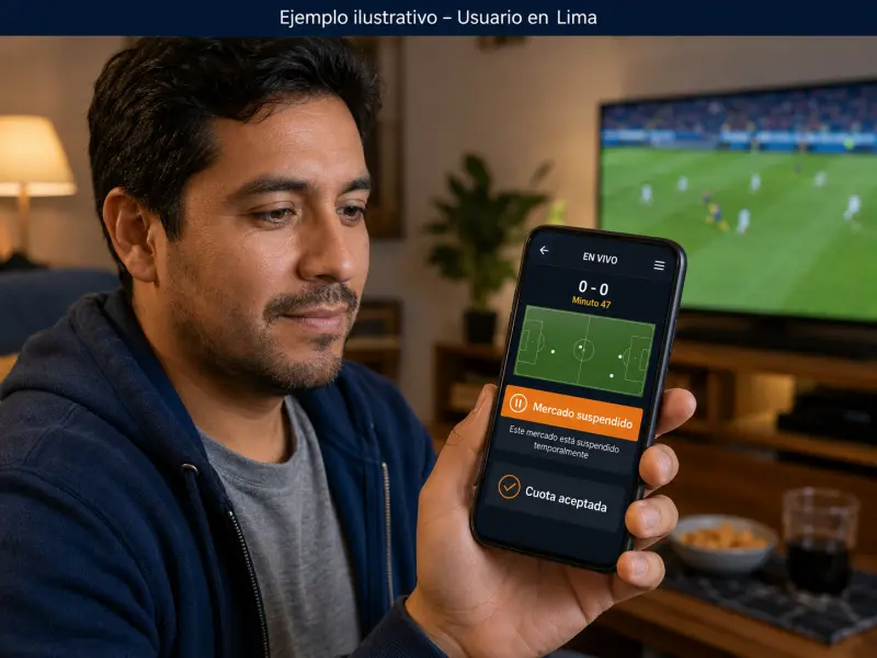 Usuario adulto en Perú revisando estado de mercados en vivo desde el celular
