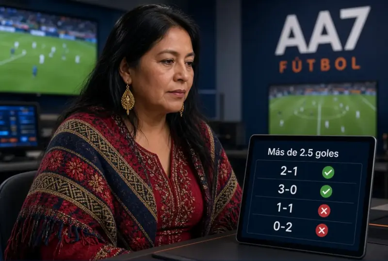 Mujer peruana adulta comparando una línea temporal de 90 minutos con prórroga y penales para explicar 1X2 frente a clasificación