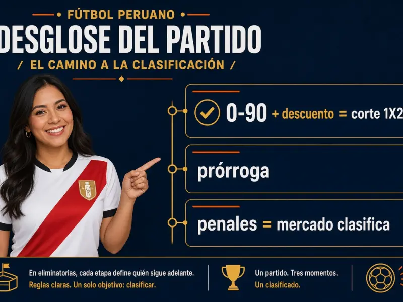 Línea de tiempo de un partido de copa que separa 90 minutos más descuento de la prórroga y los penales