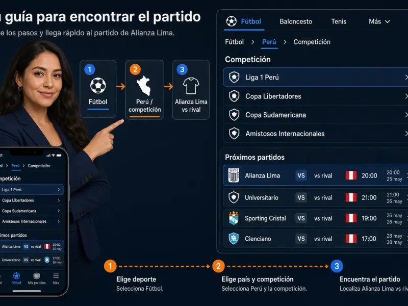 Ruta visual para localizar un partido de Alianza Lima desde fútbol y la competición correspondiente