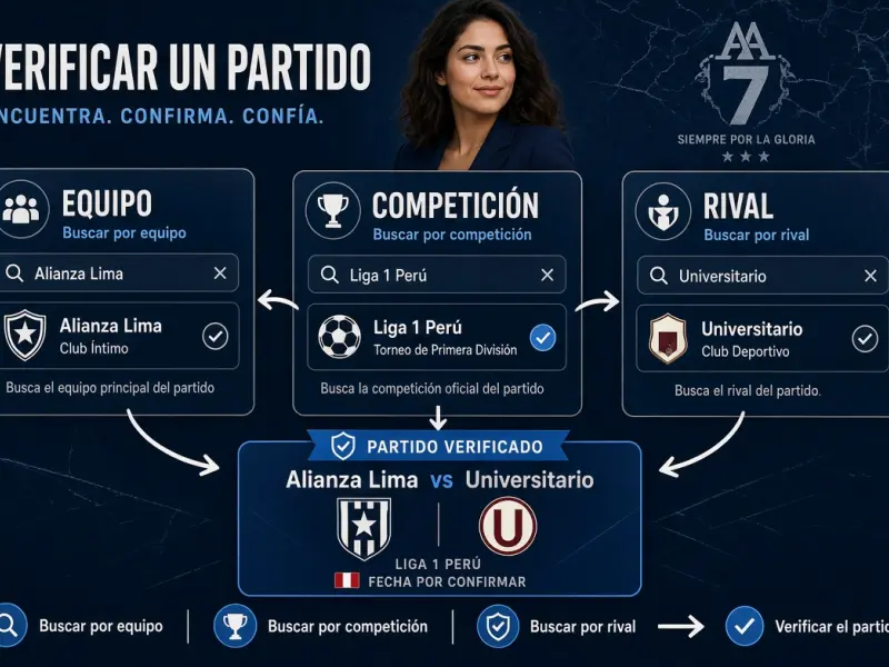 Comparación de tres formas de buscar a Alianza Lima por equipo, competición y rival