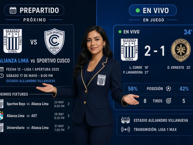 Diferencia visual entre localizar un partido de Alianza Lima antes del inicio y durante el juego en vivo