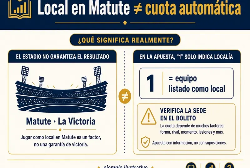 Infografía que separa el estadio Matute de la etiqueta de local en el boleto de apuestas