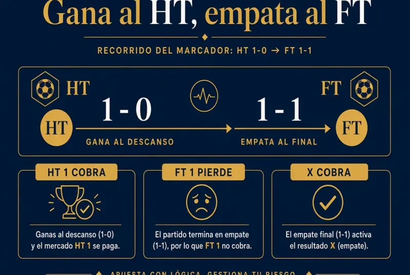 Recorrido HT 1-0 a FT 1-1 con liquidación distinta de HT 1, FT 1 y X