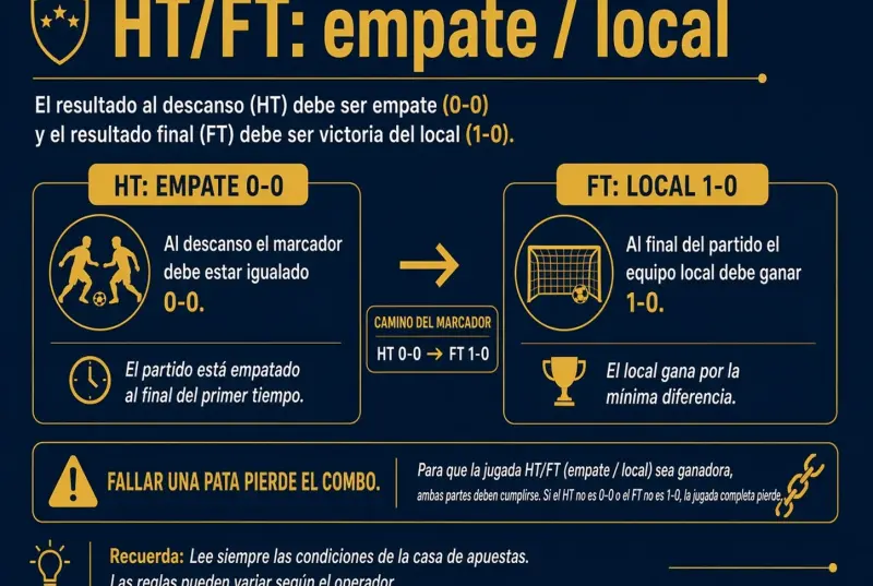 Camino HT 0-0 y FT 1-0 para el combo empate y local
