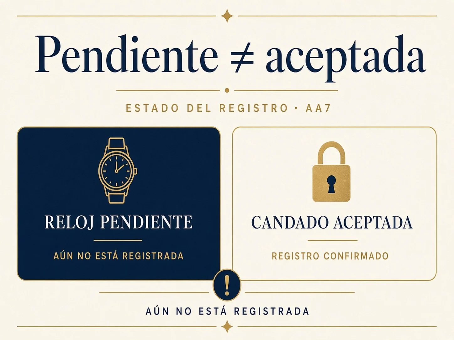 Estados pendiente con reloj y aceptada con candado