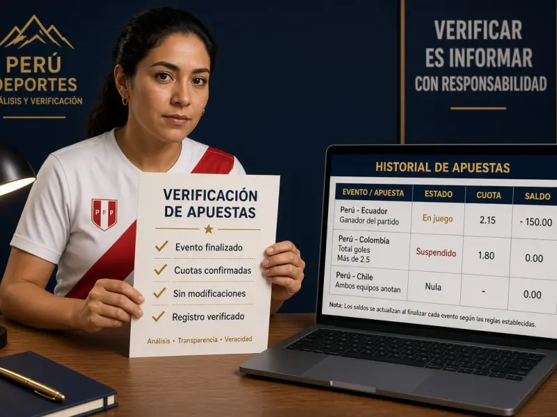 Checklist editorial sobre un historial de apuestas con estados en juego, suspendido y nulo