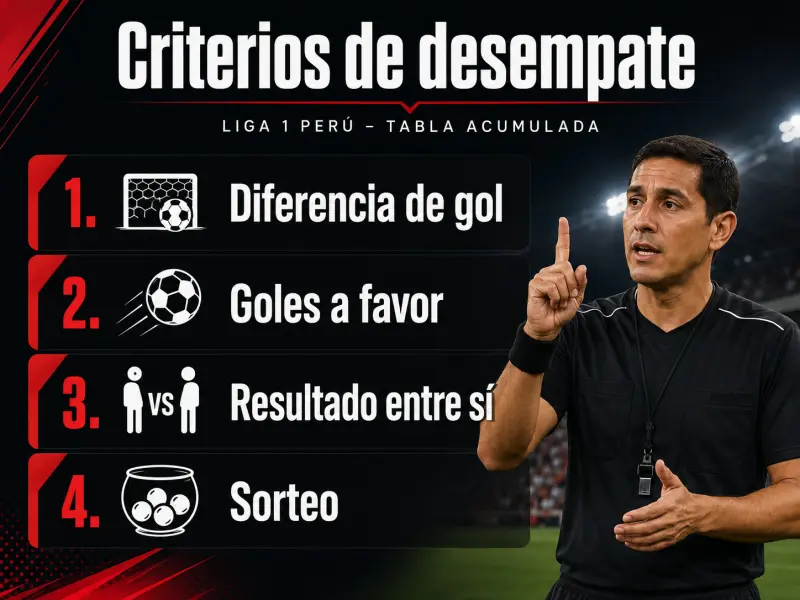 Diagrama con los criterios de desempate utilizados en la tabla acumulada de Liga 1 Perú