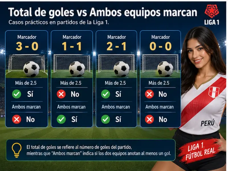 Ejemplos de marcadores que separan total de goles y ambos equipos marcan