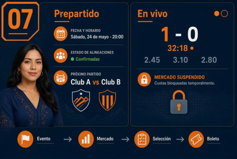 Comparación de una pantalla prepartido y una pantalla en vivo para Liga 1