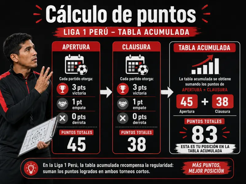 Esquema que ilustra cómo se suman los puntos del Apertura y del Clausura para formar la tabla acumulada