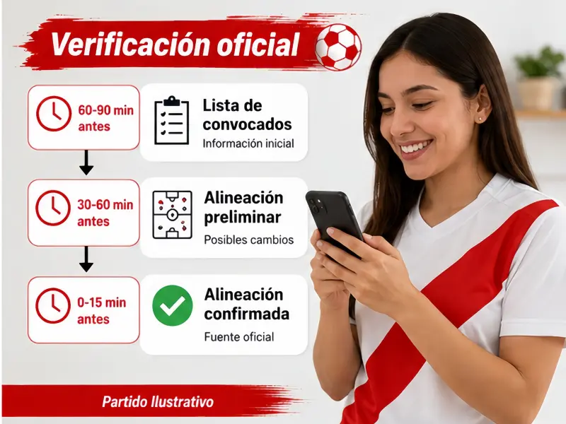 Proceso de verificación de alineación confirmada antes de un partido de la Selección Peruana