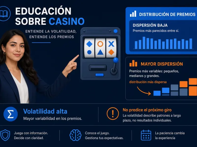 Diagrama educativo que compara una distribución de premios más concentrada con una más regular en tragamonedas