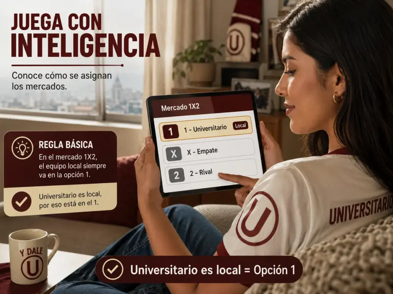 Aficionado adulto revisando en tableta la asignación del 1 en un partido de Universitario de local