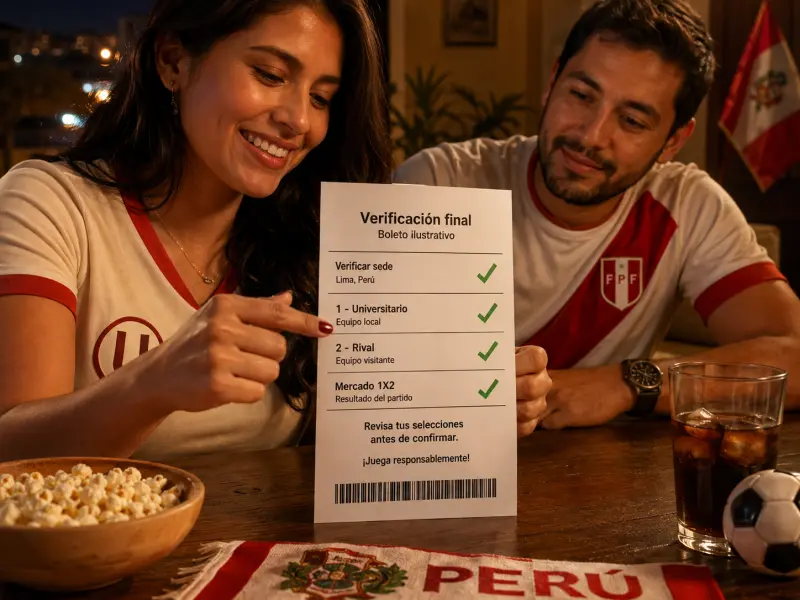 Verificación final del boleto de apuestas con el 1 asignado a Universitario de local