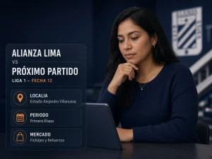 Mujer peruana revisando errores comunes antes de apostar a Alianza Lima