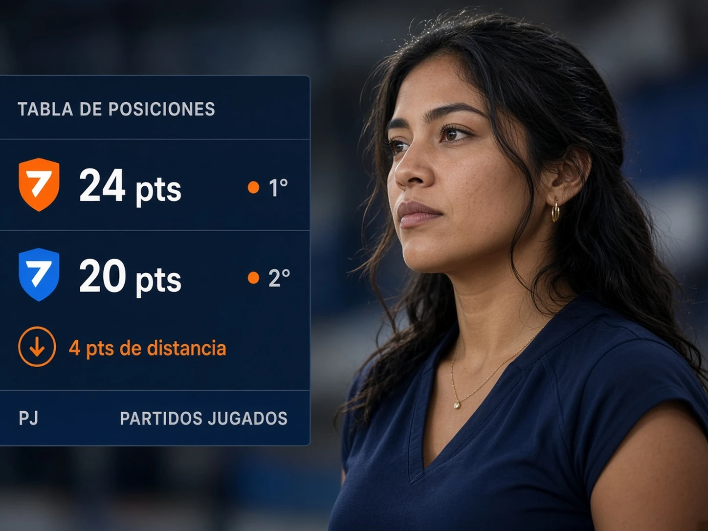 Mujer peruana comparando puntos y partidos jugados de Alianza Lima en una tabla de Liga 1