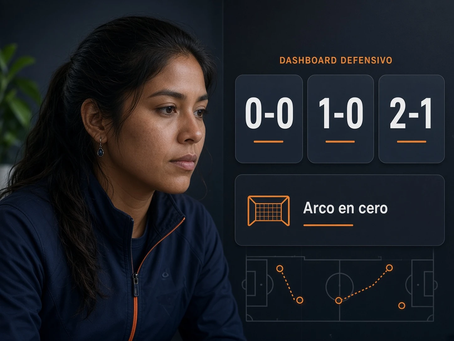 Mujer peruana revisando partidos con arco en cero y goles recibidos de Alianza Lima
