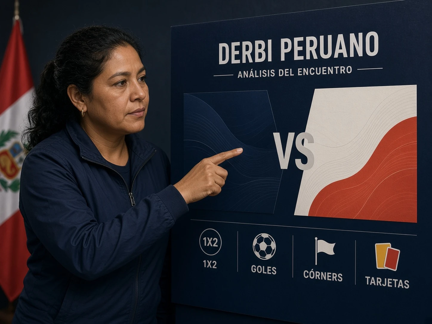 Mujer peruana analizando cuotas y mercados de un clásico Alianza Lima vs Universitario