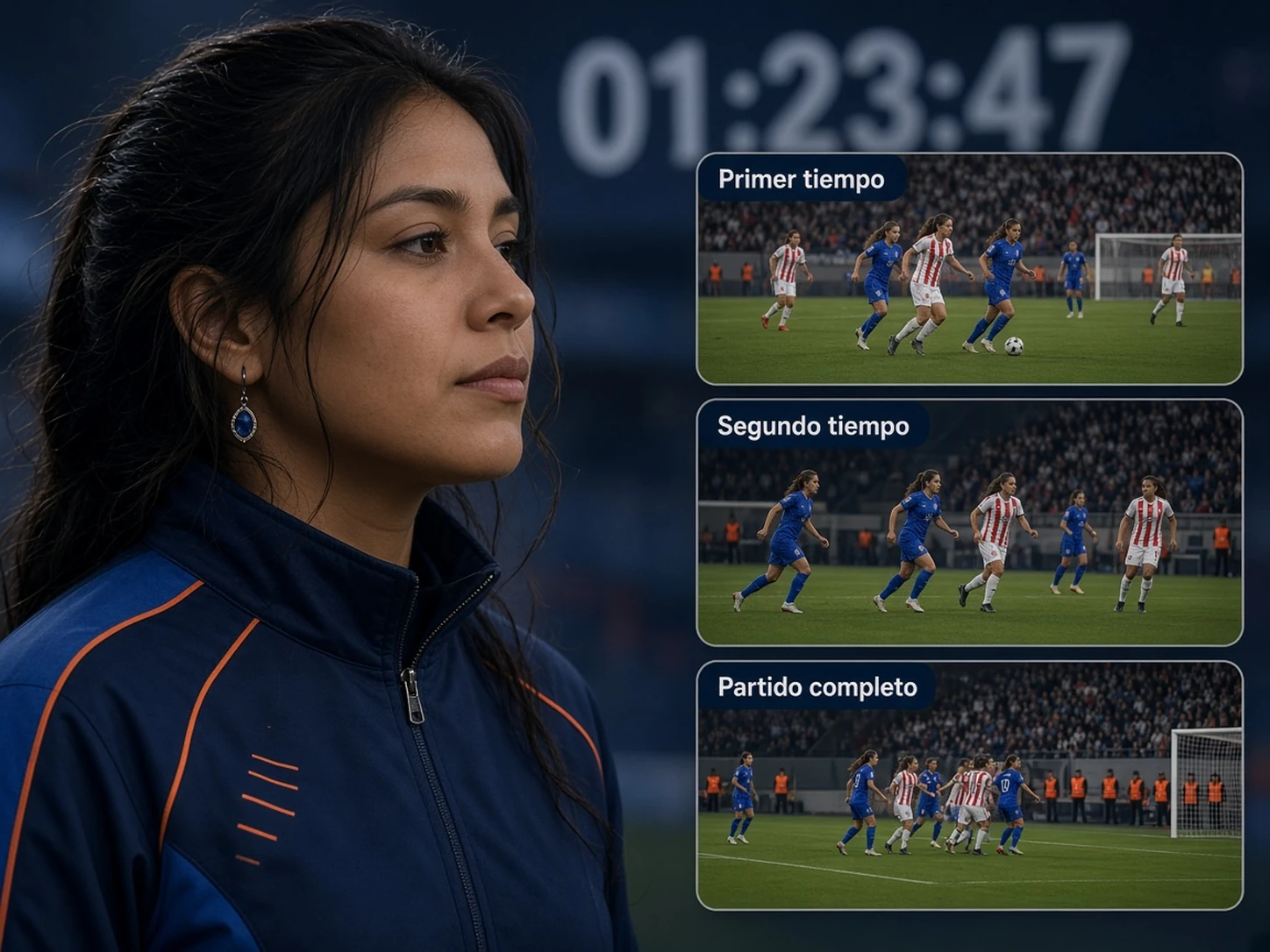 Mujer peruana comparando primer tiempo, segundo tiempo y partido completo en apuestas en vivo