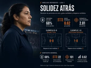 Mujer peruana revisando la frecuencia de arcos en cero de un equipo de Liga 1