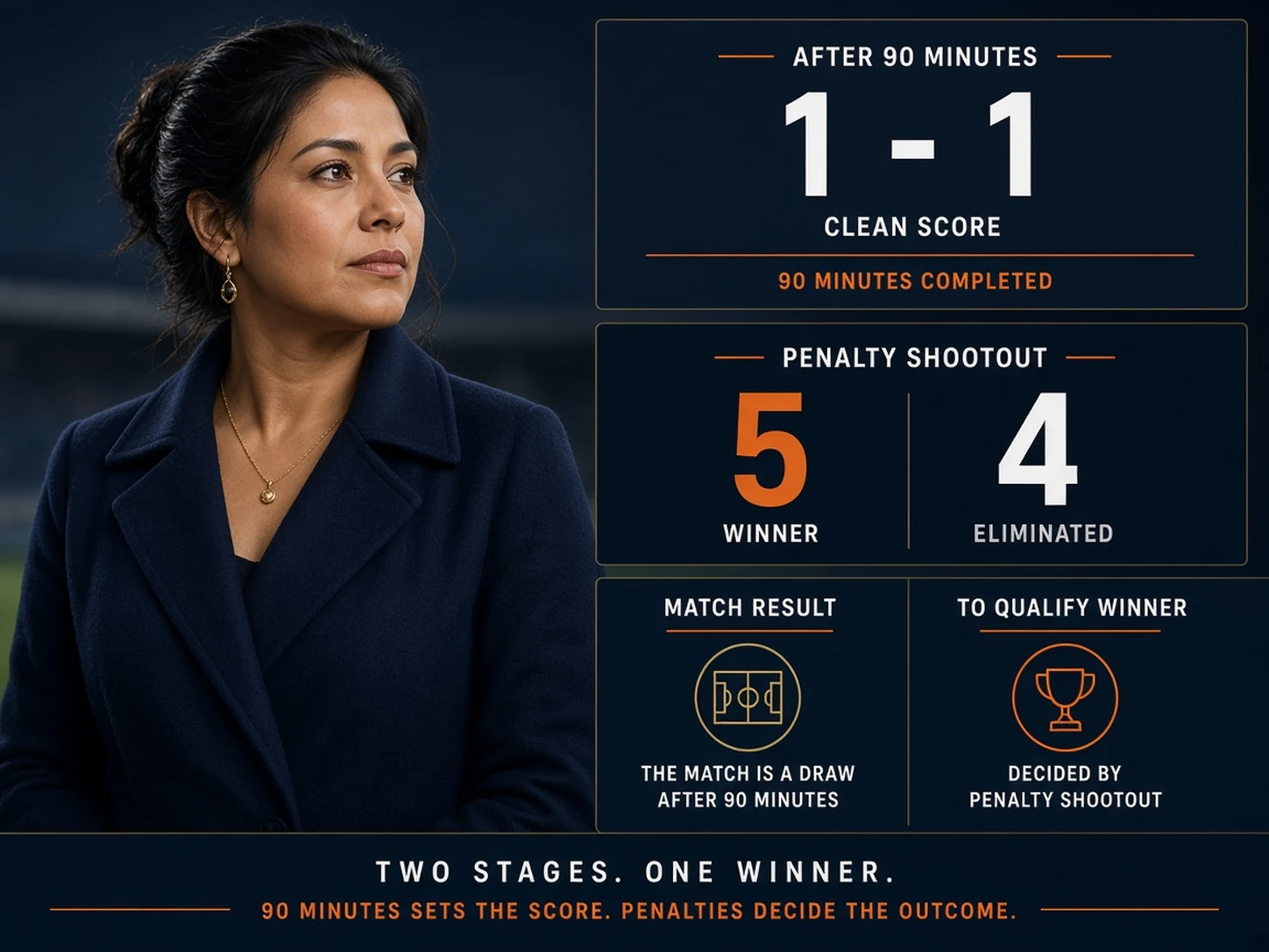 Mujer peruana explicando penales cuentan apuesta ganador partido