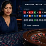 Mujer peruana revisando historial y estadísticas de una mesa de casino en vivo