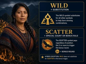 Mujer peruana comparando la función de un símbolo Wild con la de un Scatter