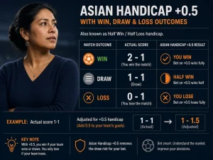 Mujer peruana explicando por qué un empate gana con hándicap asiático más 0.5