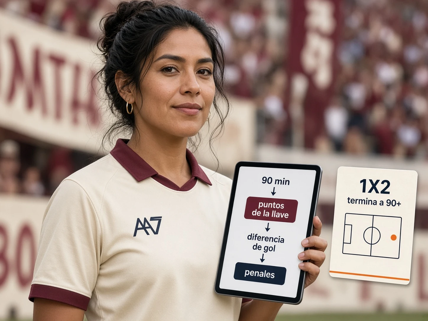 Mujer peruana comparando 90 minutos, penales y clasificación en una definición de Universitario